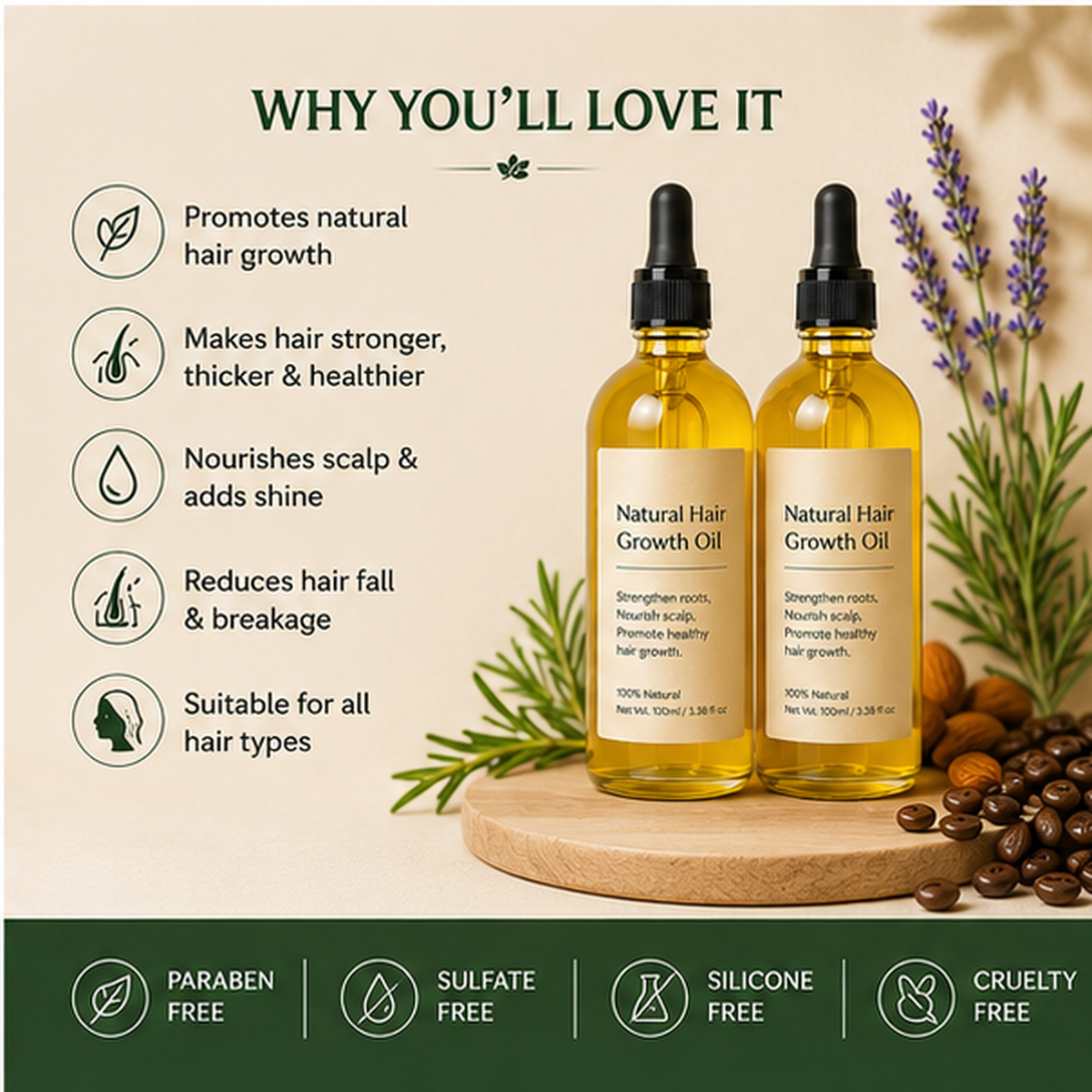 Natural Hair Growth Oil – Pack of 2